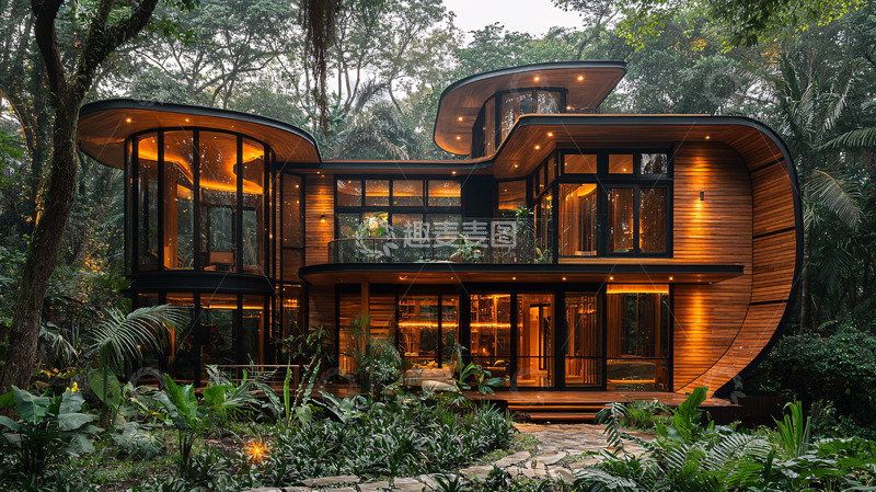 高清大图下载【趣麦麦图】森林中的现代住宅