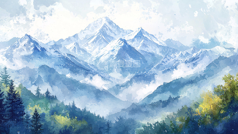 高清大图下载【趣麦麦图】雪山风景画