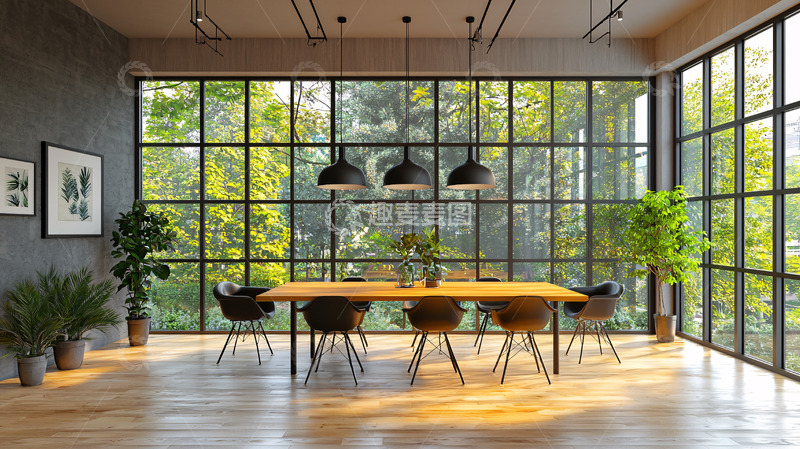 高清大图下载【趣麦麦图】宽敞明亮的现代餐厅