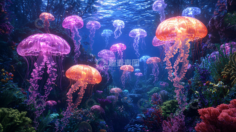 高清大图下载【趣麦麦图】梦幻水母群