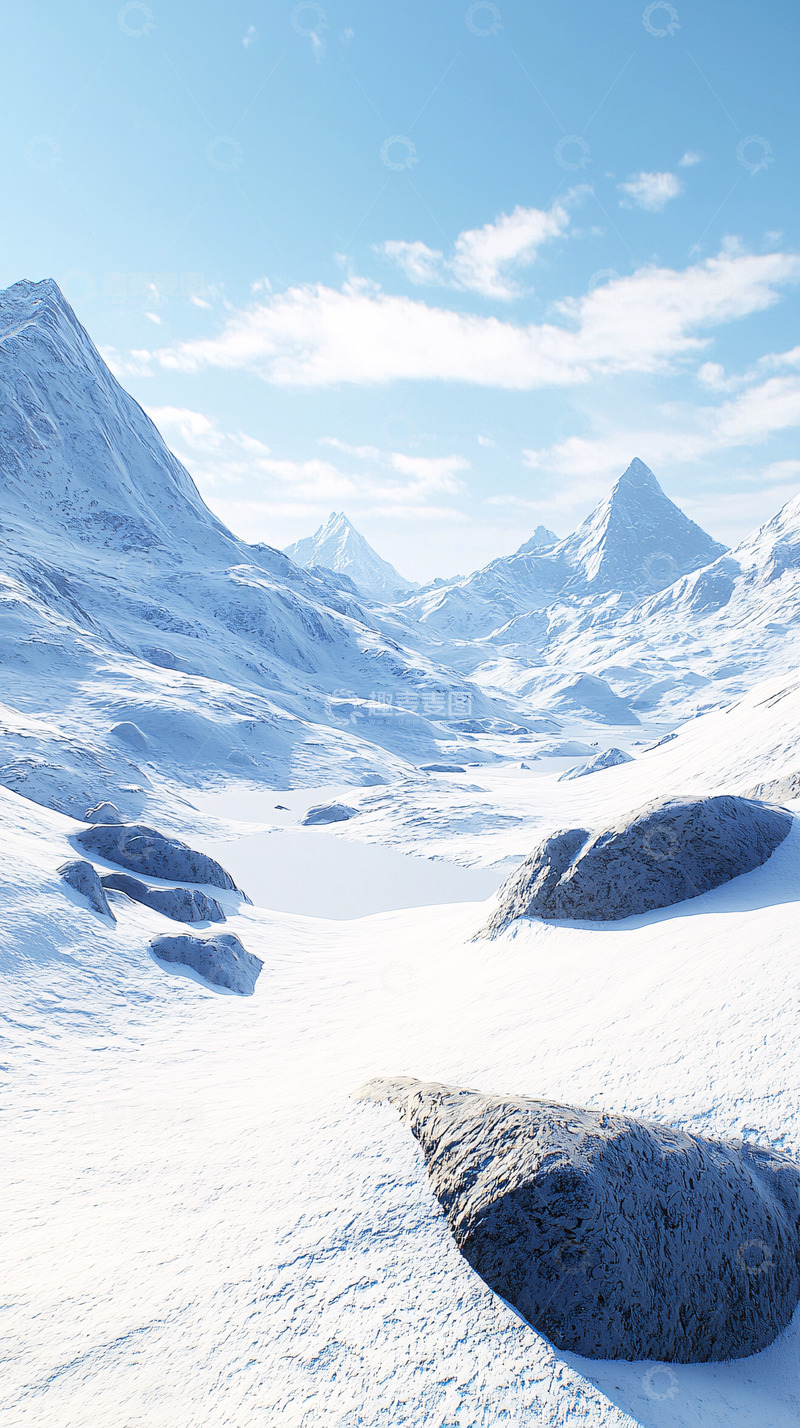 高清大图下载【趣麦麦图】冰雪覆盖的山谷