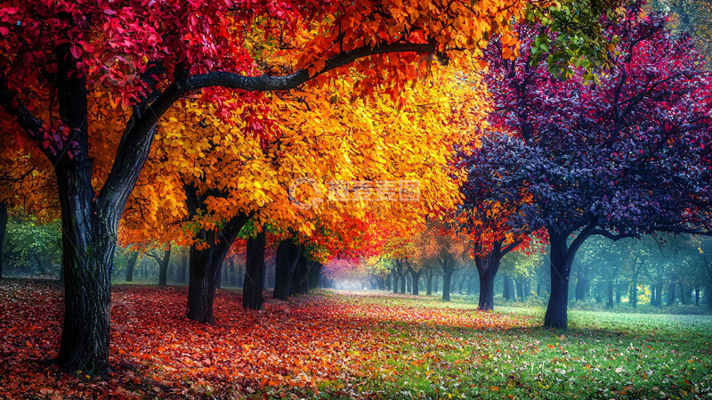 高清大图下载【趣麦麦图】秋日树林