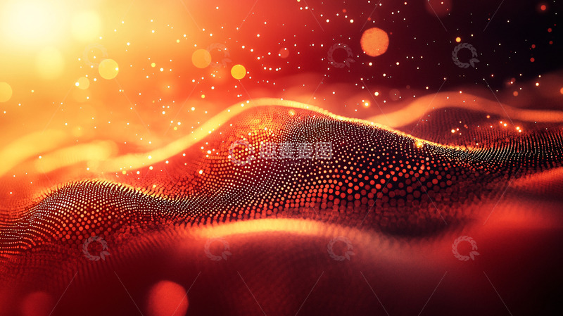 高清大图下载【趣麦麦图】光影流动的红色粒子