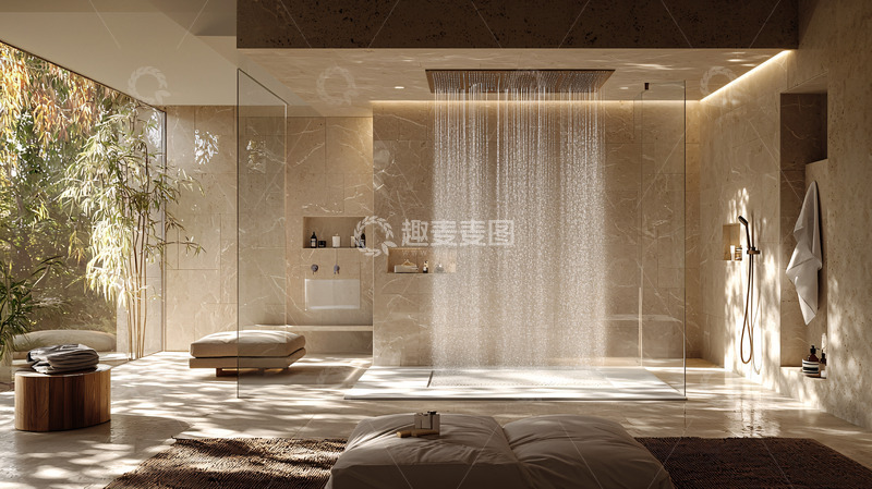 高清大图下载【趣麦麦图】阳光洒在淋浴间