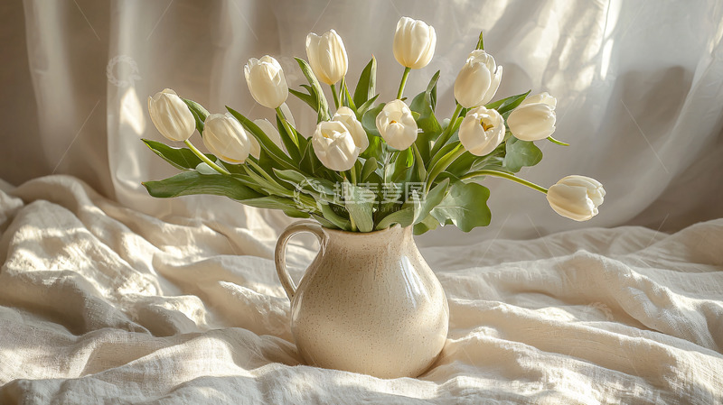 高清大图下载【趣麦麦图】白色郁金香花束