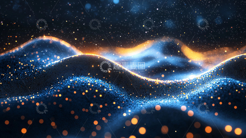 高清大图下载【趣麦麦图】蓝色粒子波浪10