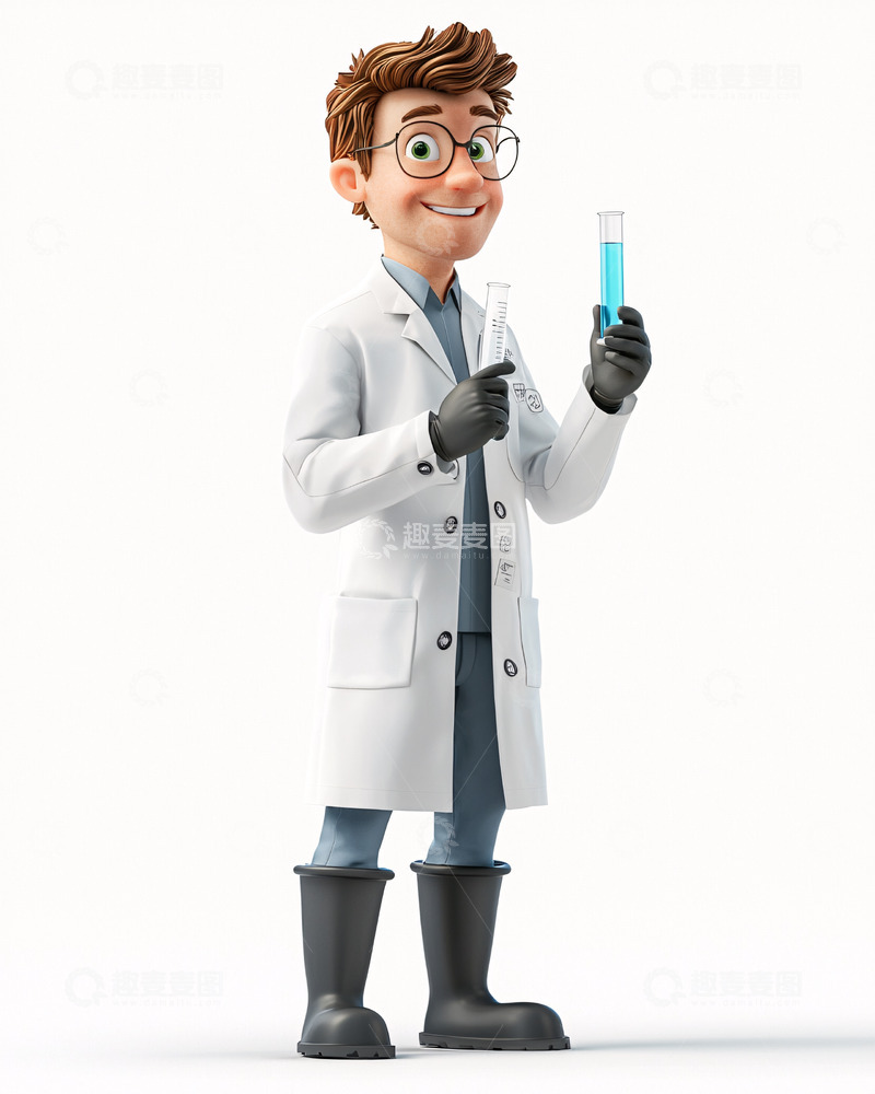 高清大图下载【趣麦麦图】卡通科学家