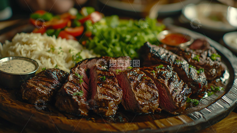 高清大图下载【趣麦麦图】烤肉配饭菜