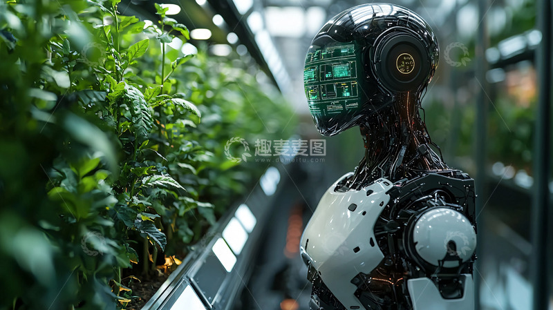 高清大图下载【趣麦麦图】机器人照料植物