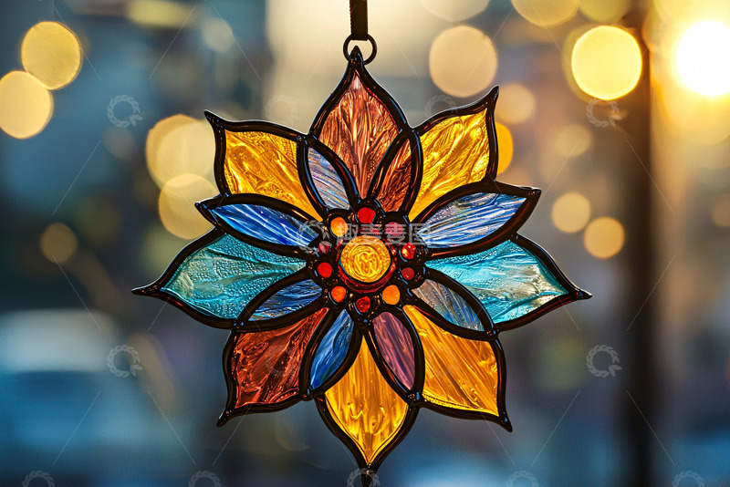 高清大图下载【趣麦麦图】彩色玻璃花朵挂饰