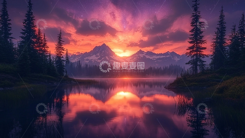 高清大图下载【趣麦麦图】极光般绚烂的湖光山色