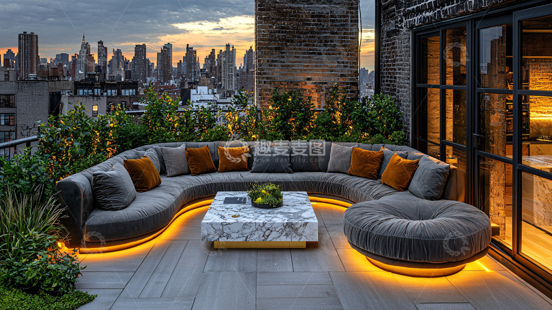 高清大图下载【趣麦麦图】豪华屋顶露台休息区