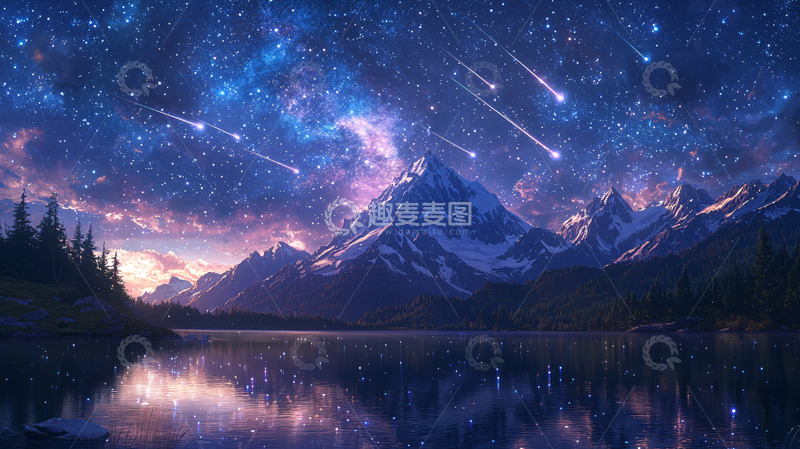 高清大图下载【趣麦麦图】星空下的雪山湖泊14