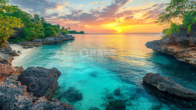 高清大图下载【趣麦麦图】热带海滩日落美景
