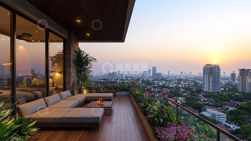 高清大图下载【趣麦麦图】高端公寓阳台夜景