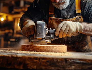 木工师傅手工打磨木头