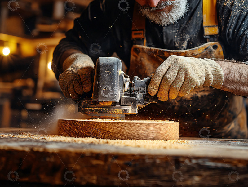 高清大图下载【趣麦麦图】木工师傅手工打磨木头