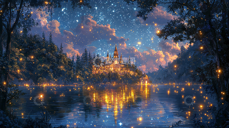 高清大图下载【趣麦麦图】梦幻星空城堡