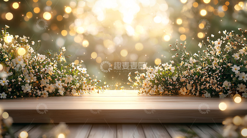 高清大图下载【趣麦麦图】光影花朵木质背景