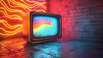 复古电视机霓虹灯背景
