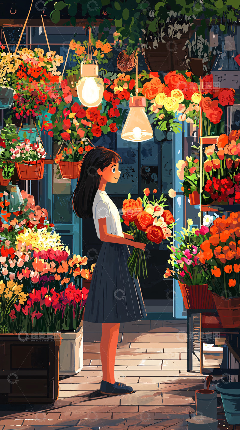高清大图下载【趣麦麦图】花店女孩
