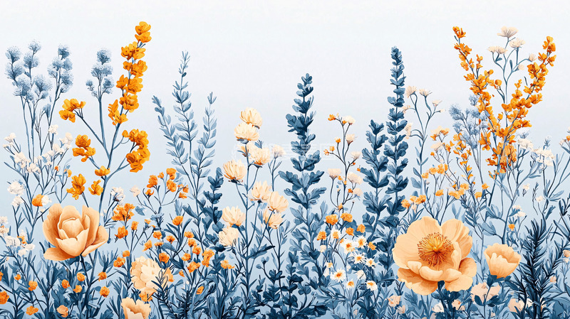 高清大图下载【趣麦麦图】水彩花卉植物清新背景