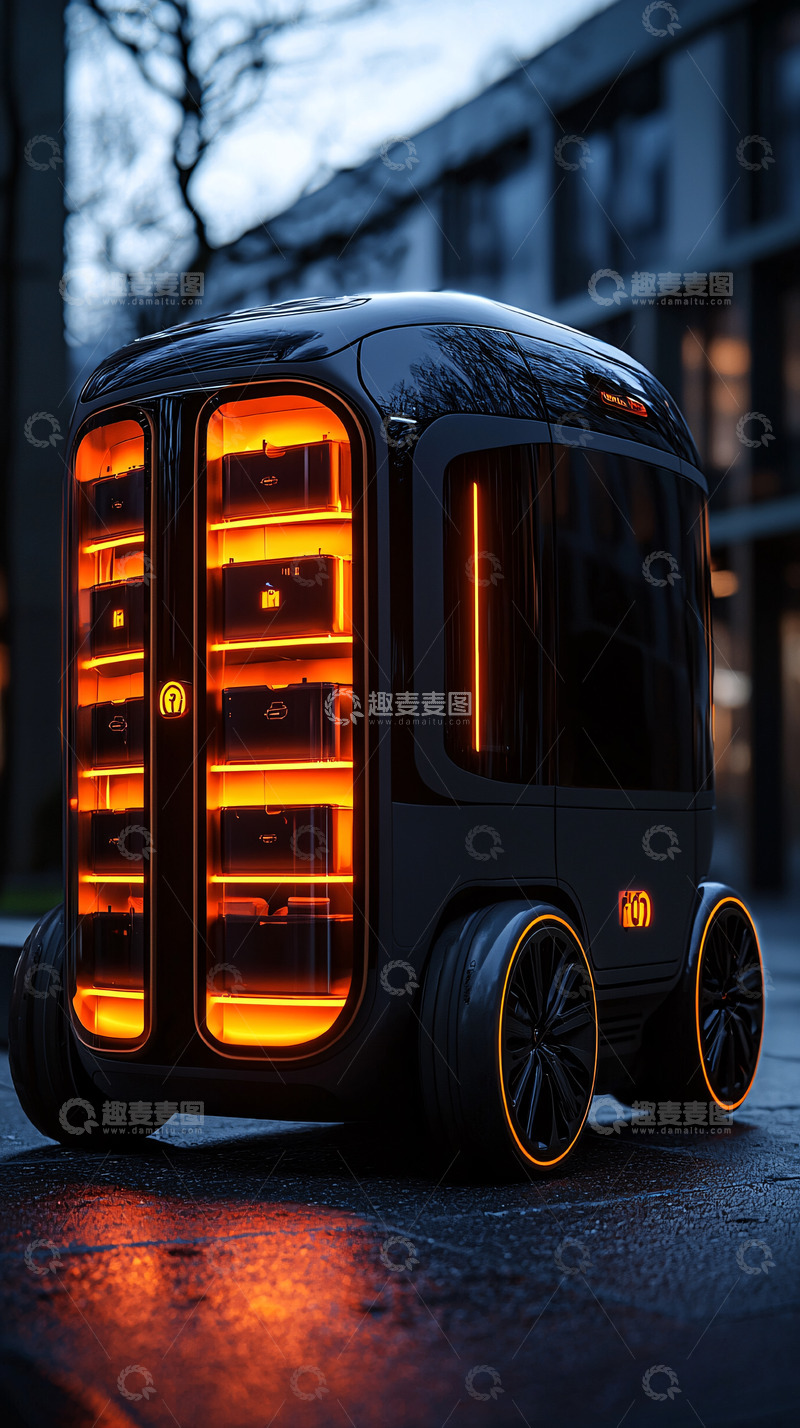 高清大图下载【趣麦麦图】自动驾驶配送机器人