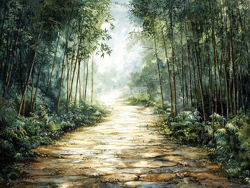 高清大图下载【趣麦麦图】森林小路阳光