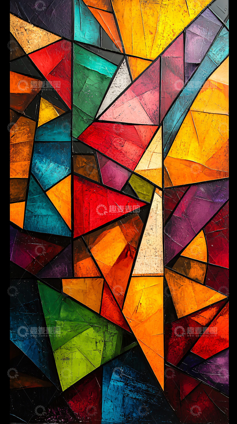 高清大图下载【趣麦麦图】抽象几何彩色画