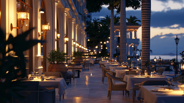 海滨浪漫餐厅夜景