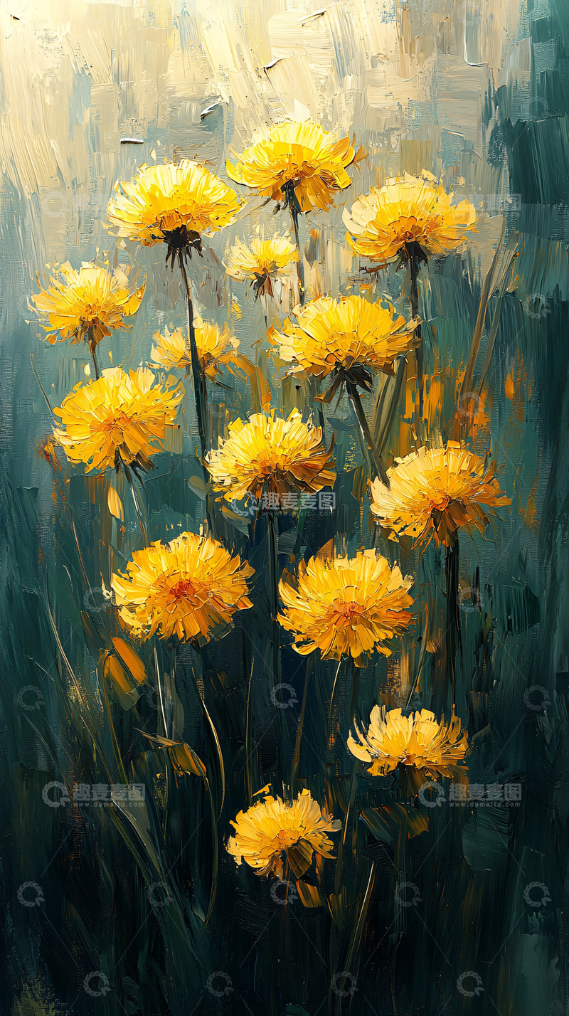 高清大图下载【趣麦麦图】油画蒲公英