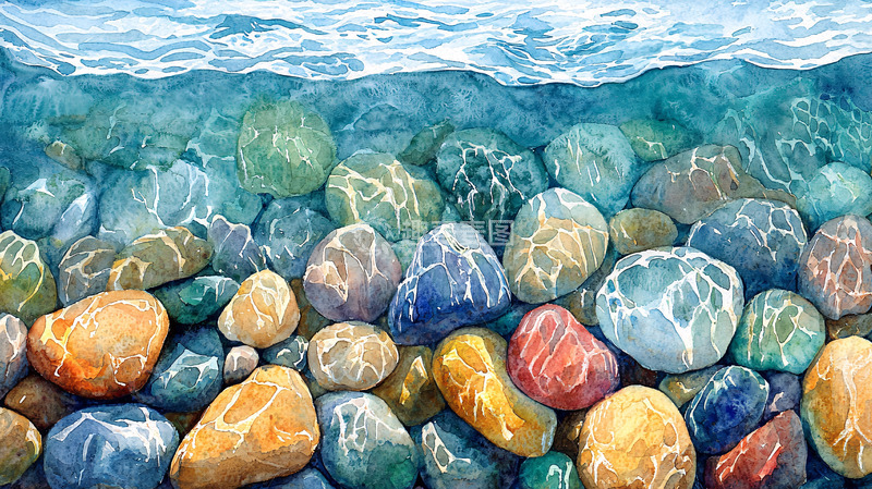 高清大图下载【趣麦麦图】水下鹅卵石