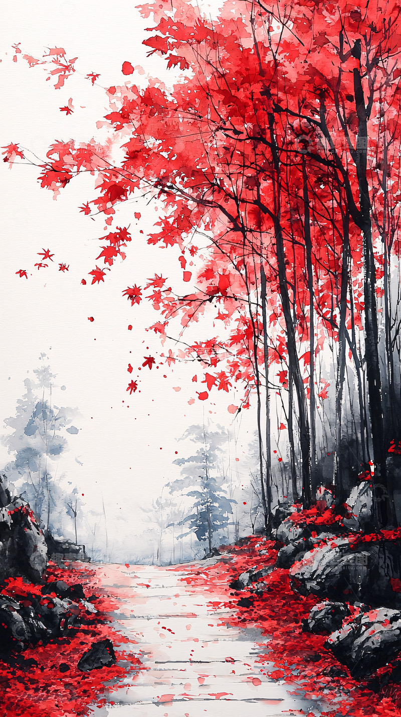 高清大图下载【趣麦麦图】红叶小路
