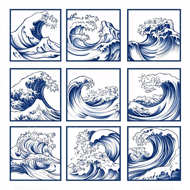 高清大图下载【趣麦麦图】蓝色浪潮图