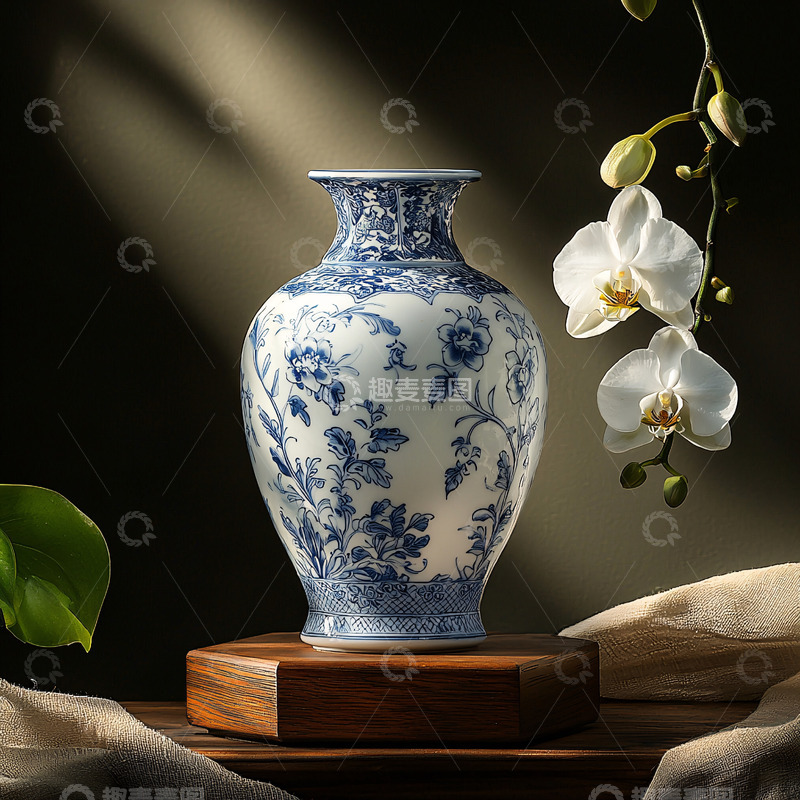 高清大图下载【趣麦麦图】青花瓷花瓶