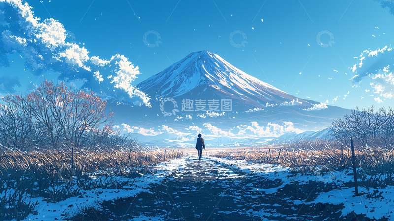 高清大图下载【趣麦麦图】富士山雪景