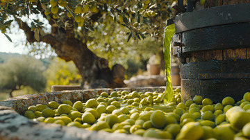 橄榄树下采摘的橄榄