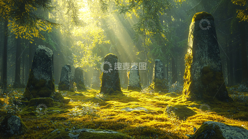 高清大图下载【趣麦麦图】森林石阵