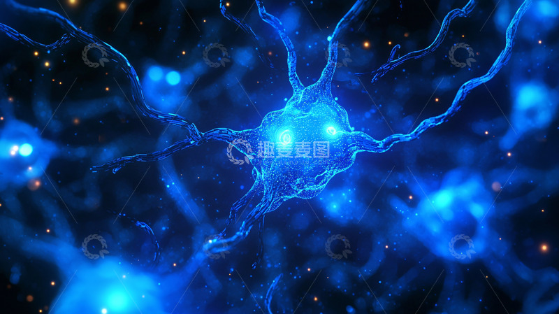 高清大图下载【趣麦麦图】蓝色神经元细胞显微图像