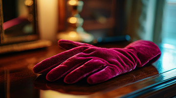 暗红色天鹅绒长手套