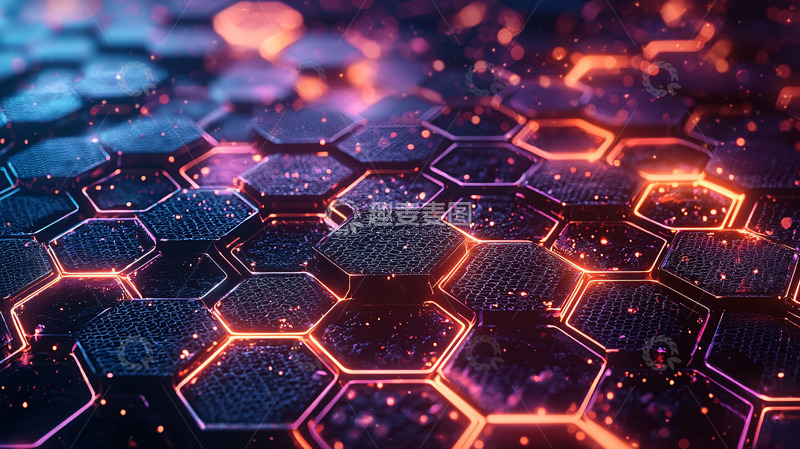 高清大图下载【趣麦麦图】科技感十足的六边形图案