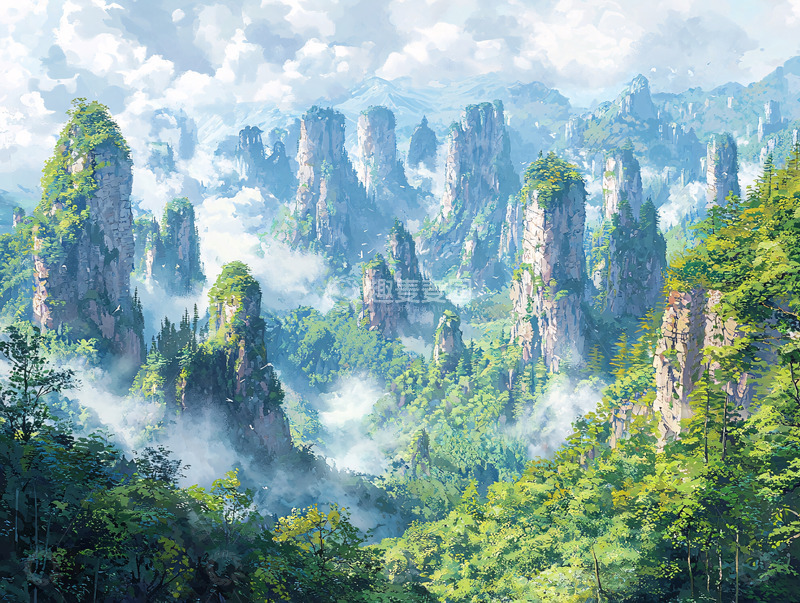 高清大图下载【趣麦麦图】云雾缭绕的奇峰峻岭