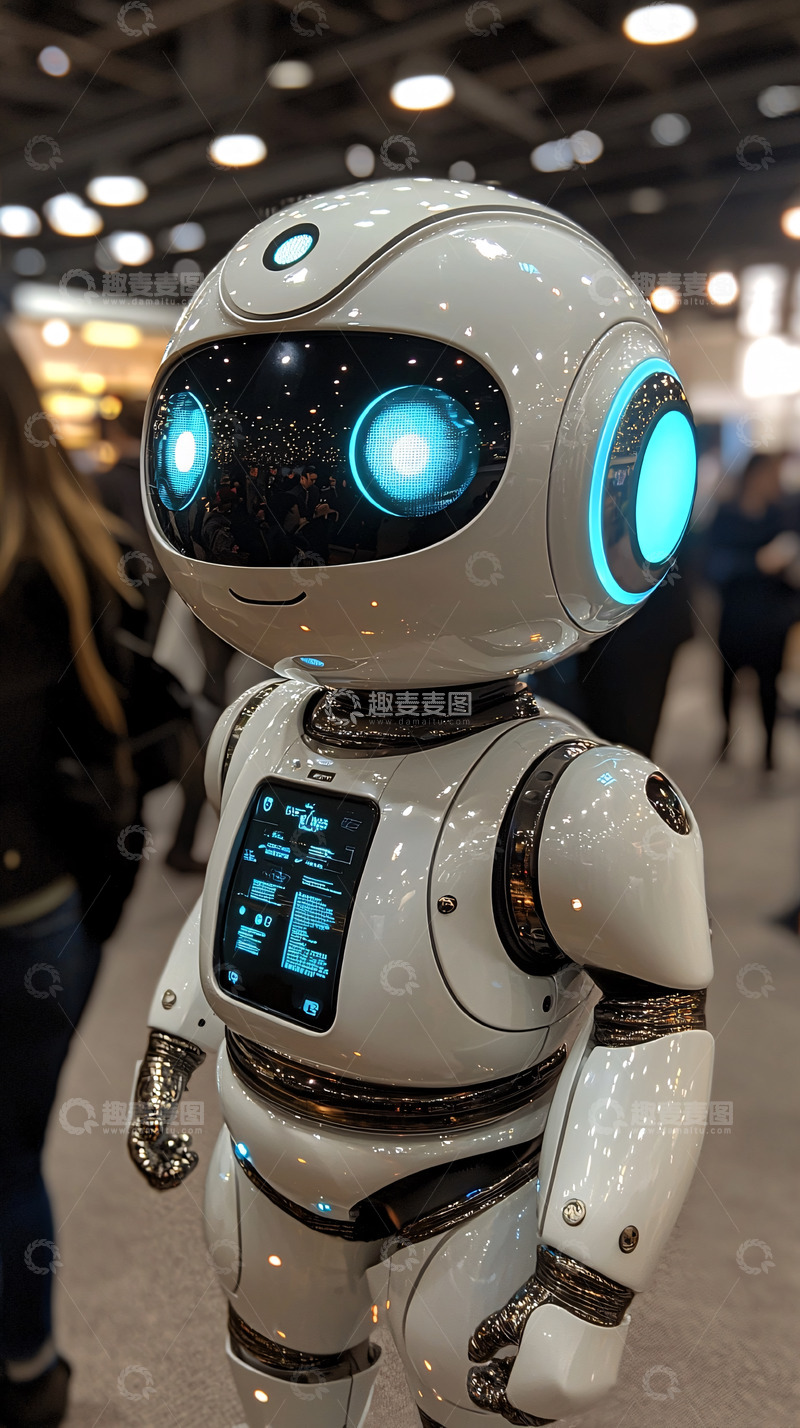 高清大图下载【趣麦麦图】可爱白色机器人