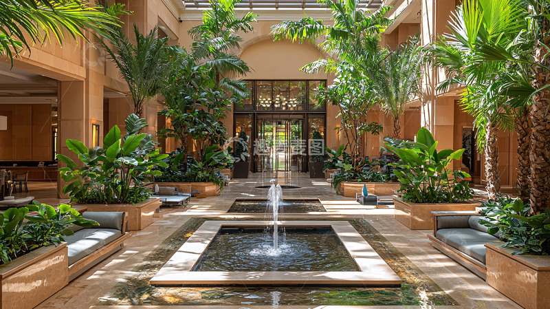 高清大图下载【趣麦麦图】室内热带庭院景观