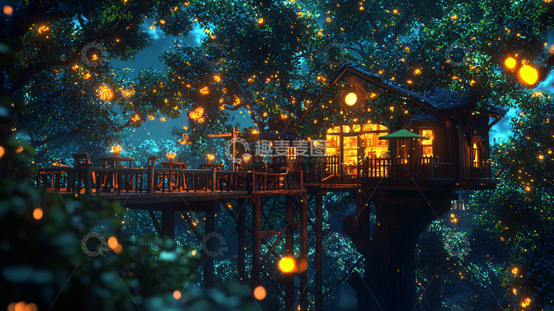 高清大图下载【趣麦麦图】梦幻树屋