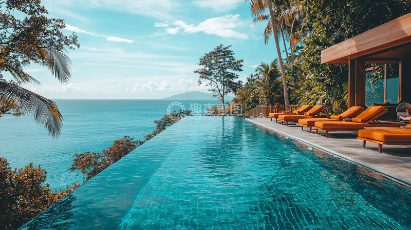 高清大图下载【趣麦麦图】海边泳池度假别墅风光