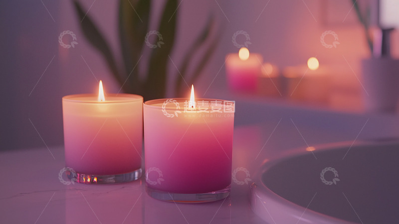 高清大图下载【趣麦麦图】温馨浪漫粉色香薰蜡烛
