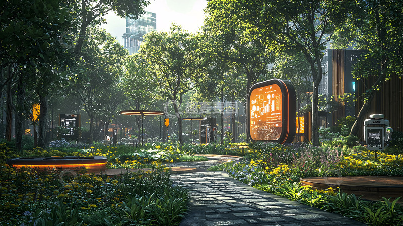 高清大图下载【趣麦麦图】阳光树荫下的林荫小路