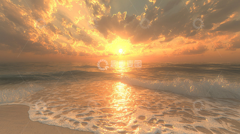 高清大图下载【趣麦麦图】日出海滩