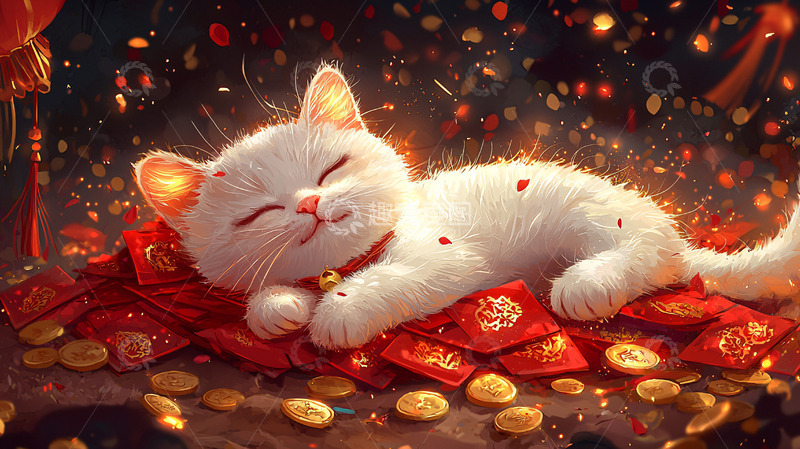 高清大图下载【趣麦麦图】新年快乐小猫咪